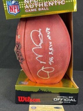 Joe Montana Signed Super Bowl XXIV Logo Football Inscribed "SB XIX MVP"  Steiner